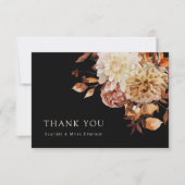 ブラック秋テラコッタウォーターカラー結婚フローラ サンキューカード (正面)