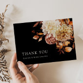 ブラック秋テラコッタウォーターカラー結婚フローラ サンキューカード