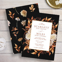 ブラック秋テラコッタウォーターカラー結婚フローラ 招待状