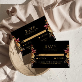 ブラック秋テラコッタフローラボホシック結婚ズ 出欠カード