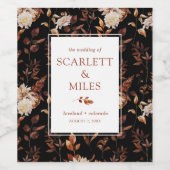 ブラック秋テラコッタリーフ結婚式の引き出物 ワインラベル (シングルラベル)