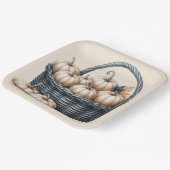 ブラック秋バスケット及びクリーム秋カボチャ ペーパープレート (傾斜あり)