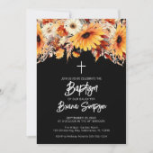 ブラック秋フローラバプテスマ 招待状 (正面)