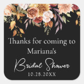 ブラック秋フローラブライダルシャワー スクエアシール (正面)