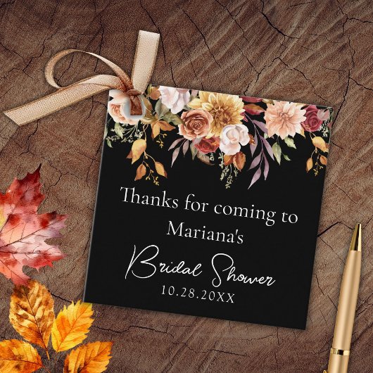 ブラック秋フローラブライダルシャワー フェイバータグ