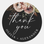 ブラック秋ブロッサム結婚ボホフローラの感謝していユーザ ラウンドシール (正面)