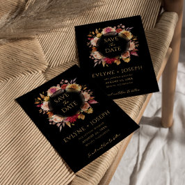 ブラック秋モダンフローラダーク結婚ボホ セーブザデート