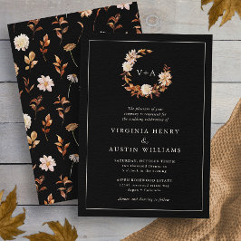 ブラック秋モノグラムの結婚ズ 招待状
