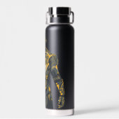 ブラック稲妻イラストレーション ウォーターボトル (背面)