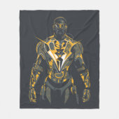 ブラック稲妻イラストレーション フリースブランケット (正面)