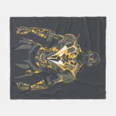 ブラック稲妻イラストレーション フリースブランケット (正面(横))