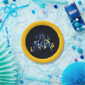 ブラック稲妻ヒーローズグラフィック ペーパープレート (パーティー)