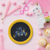 ブラック稲妻ヒーローズグラフィック ペーパープレート (パーティー)