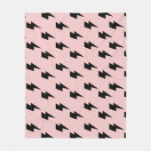 ブラック稲妻ピンク背景Y2Kパターン フリースブランケット (正面)
