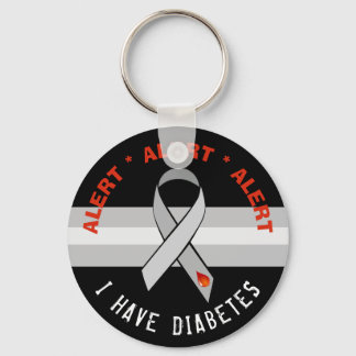 ブラック糖尿病警告キーチェーン認識度リボン キーホルダー