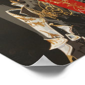 ブラック紙ダブル露光白色SW抽象芸術 ポスター (角)