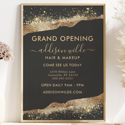 ブラック素晴らしおよび金ゴールドグリッタースクリプトビジネス チラシ