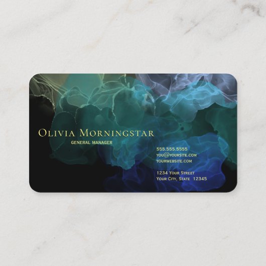 ブラック素晴らしの流体インク抽象芸術 名刺 (裏面)