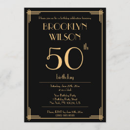 ブラック素晴らしギャツビーアールデコバースデーパーティー招待状 招待状