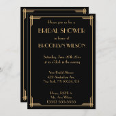 ブラック素晴らしギャツビーアールデコブライダルシャワー招待状 招待状 (正面/裏面)