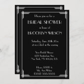 ブラック素晴らしギャツビーアールデコブライダルシャワー招待状 招待状 (正面/裏面)