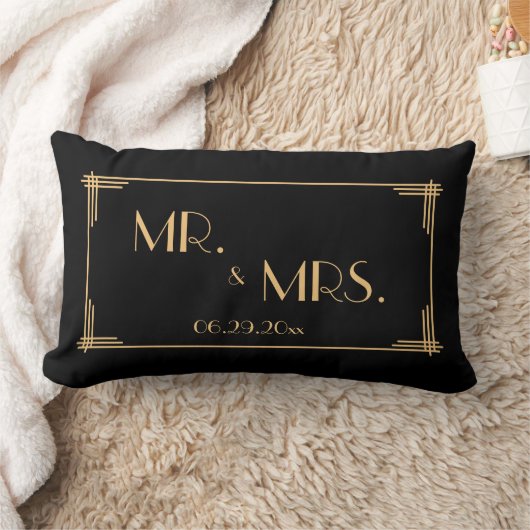 ブラック素晴らしギャツビーアールデコル結婚ンバーズ枕 ランバークッション (ブランケット)