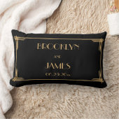 ブラック素晴らしギャツビーアールデコル結婚ンバーズ枕 ランバークッション (ブランケット)