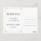 ブラック素晴らしギャツビーアールデコ結婚ズ・サンキュー ポストカード (裏面)