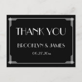 ブラック素晴らしギャツビーアールデコ結婚ズ・サンキュー ポストカード (正面)