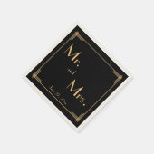 ブラック素晴らしギャツビーアールデコ結婚ベージュ色ナプキンス スタンダードカクテルナプキン (角)
