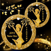 ブラック素晴らし金ゴールドカスタムチアリーダーオーナメント セラミックオーナメント