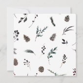 ブラック素朴ウィンターピネコンリースホリデーパーティー 招待状 (裏面)