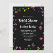 ブラック素朴カラフルバラフローラブライダルシャワー 招待状 (正面)