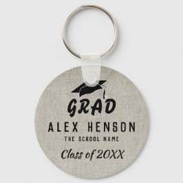 ブラック素朴タイポグラフィクラス卒業 キーホルダー