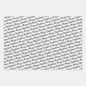 ブラック素朴タータンチェックプレイドメリークリスマス ラッピングペーパーシート (正面2)