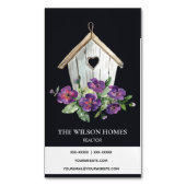 ブラック素朴フローラバードハウスエ実在ステート不動産仲介業者 マグネット名刺 (正面縦)