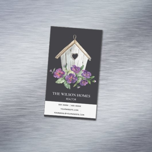ブラック素朴フローラバードハウスエ実在ステート不動産仲介業者 マグネット名刺 (インサイチュ)