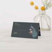 ブラック素朴フローラピーコッ結婚クス プレイスカード (正面)