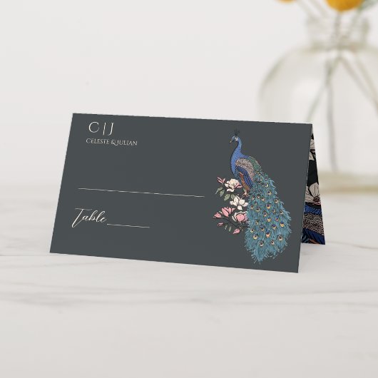 ブラック素朴フローラピーコッ結婚クス プレイスカード