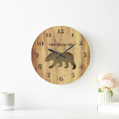 ブラック素朴ベアーロッジ ラージ壁時計 (ホーム)