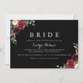 ブラック素朴ボタニカルブライドブライダルシャワー 招待状 (正面)