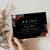 ブラック素朴ボタニカルブライドブライダルシャワー 招待状