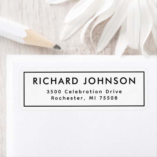 ブラック素朴ミニマルエレガント差出人住所 ラベル (インサイチュ)