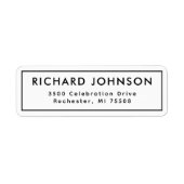 ブラック素朴ミニマルエレガント差出人住所 ラベル (正面)