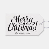 ブラック素朴メリークリスマスギフトラベル ギフトタグ (正面(横))