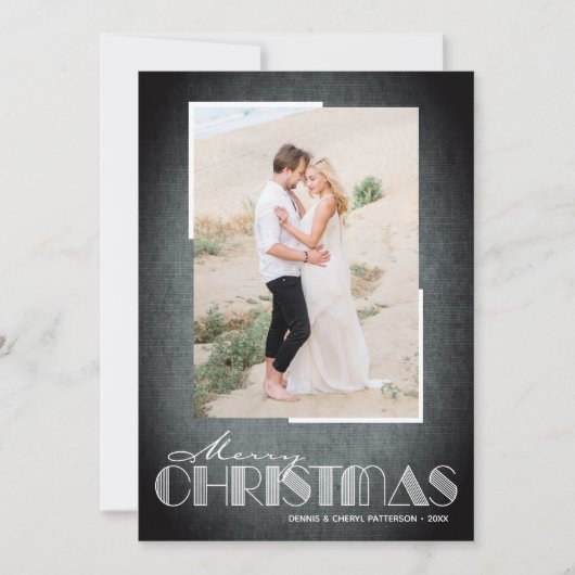 ブラック素朴メリークリスマス写真 シーズンカード (正面)