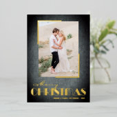 ブラック素朴メリークリスマス写真 箔シーズンカード (立ち正面)