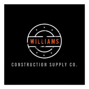 ブラック素朴建築にスタンプされたロゴ ポスター