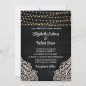 ブラック素朴木製結婚式招待状 招待状 (正面)