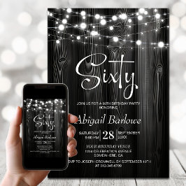 ブラック素朴・ウッド60thバースデーパーティー 招待状